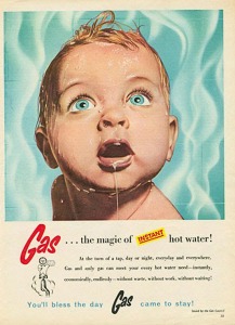 advertisement with blue-eyed baby
