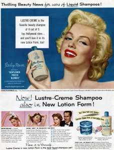 Shampoo advertisement with blue-eyed model